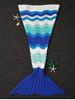 Wave Stripe Design Knitted Fish Tail Shape Blanket and Throws For Kid -  