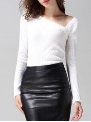 Skew Collar Long Sleeves Sweater -  