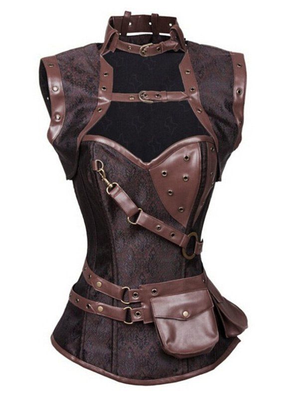 [23% OFF] Buckled Pocket Design Strappy Corset | Rosegal