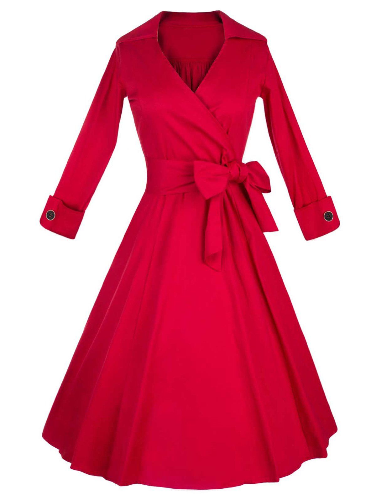 red long sleeve midi