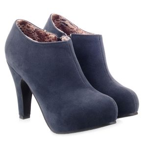 Zipper Cone Heel Suede Ankle Boots