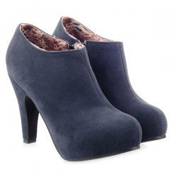 Zipper Cone Heel Suede Ankle Boots