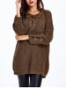 Lace Up Criss-Cross Long Sweater -  