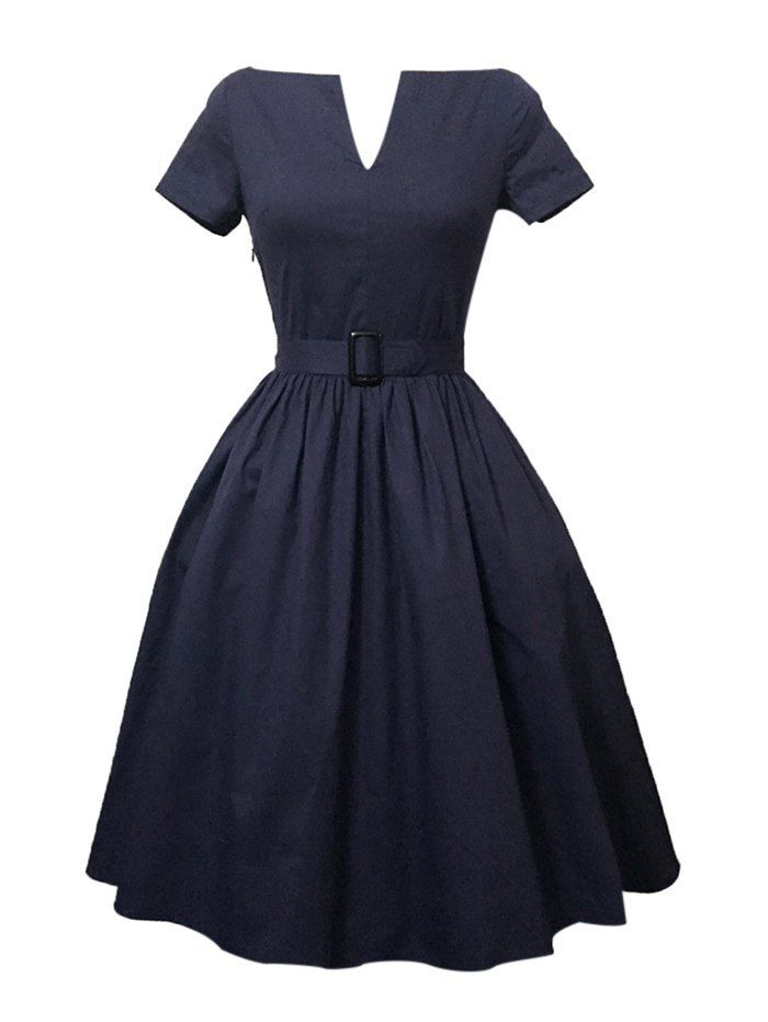 [22% OFF] Plus Size Pleated A Line Vintage Cotton Dress | Rosegal