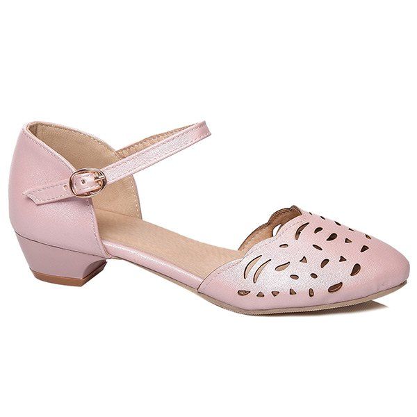 

Round Toe Hollow Out Flat Shoes, Pink