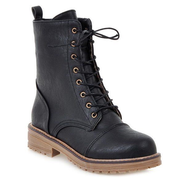 [53% OFF] Tie Up Platform PU Leather Boots | Rosegal