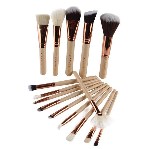 

15 Pcs Nylon Face Eye Lip Makeup Brush Set, Complexion