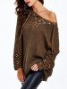 Lace Up Criss-Cross Long Sweater -  