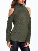Textured Cold Shoulder Sweater -  