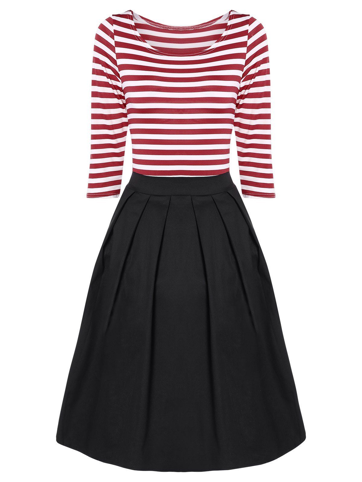[79% OFF] Striped Pleated A Line Dress | Rosegal