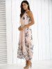 Blossom Print High Neck Chiffon Boho Summer Dress -  