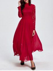 Lace Maxi Prom Dress with Long Sleeve