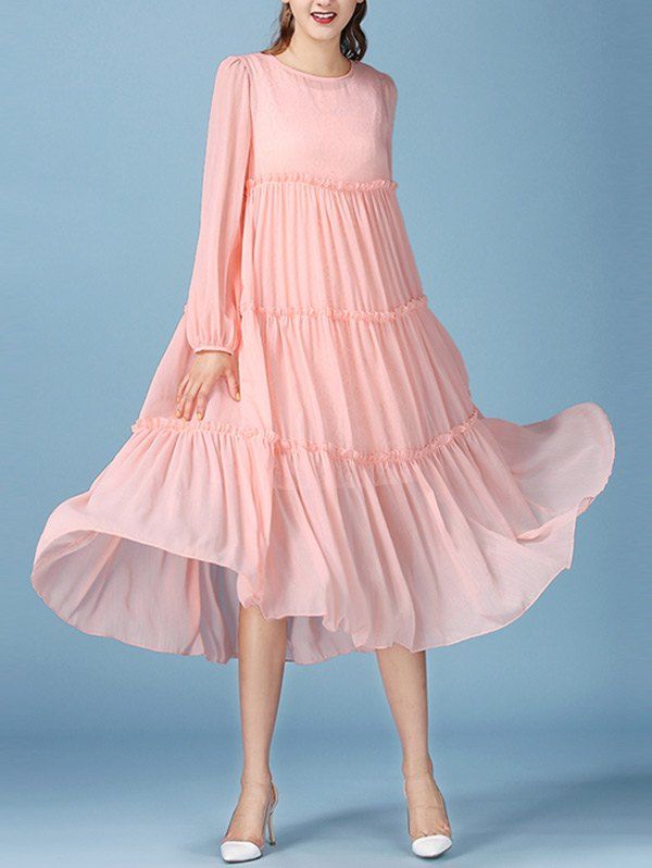 [27 Off] Fairy Lace Tank Dress With Long Sleeve Pleated Smock Flowy