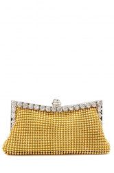 Metal Trimmed Rhinestone Evening Bag