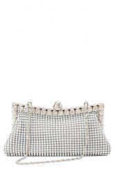 Metal Trimmed Rhinestone Evening Bag