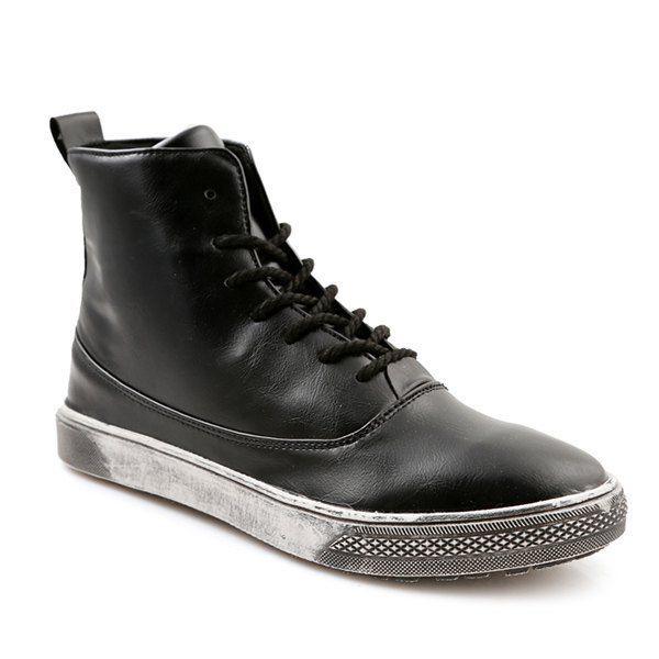 short leather boots with laces