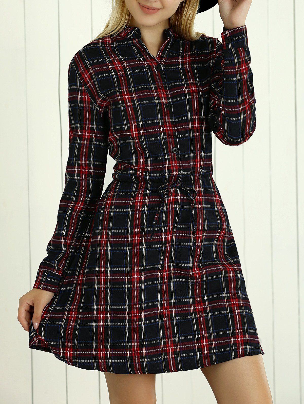 https://www.dresslily.com/long-sleeves-checkered-drawstring-dress-product1596389.html?lkid=15587927