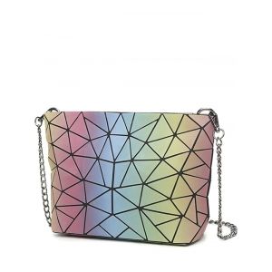 Geometric Pattern Zipper Chain Crossbody Bag