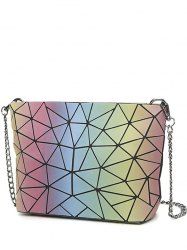 Geometric Pattern Zipper Chain Crossbody Bag