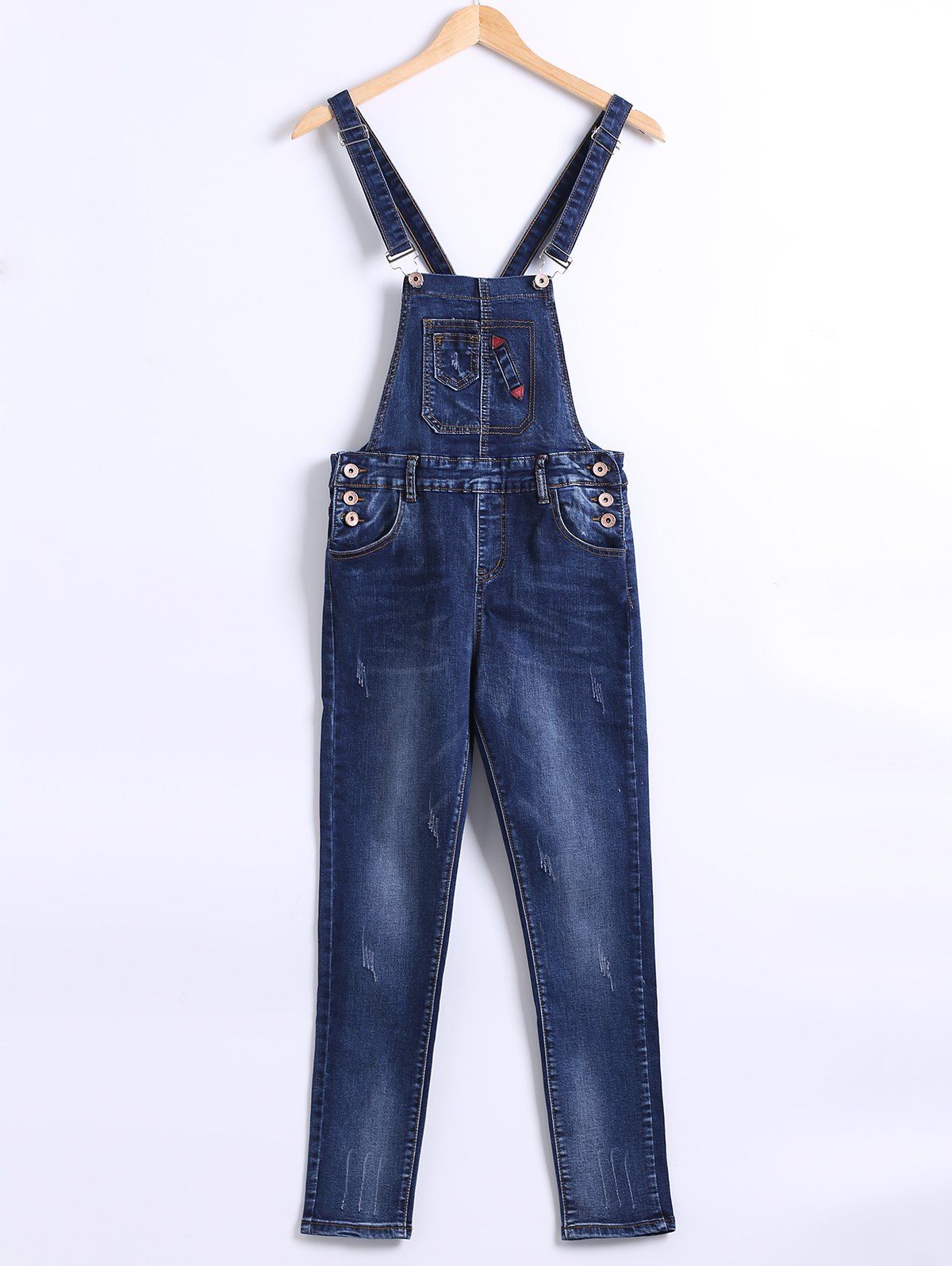 [27 OFF] Pocket Design Buttoned Denim Overall Pants Rosegal