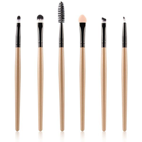 

6 Pcs Nylon Eye Makeup Brushes Set, Champagne gold