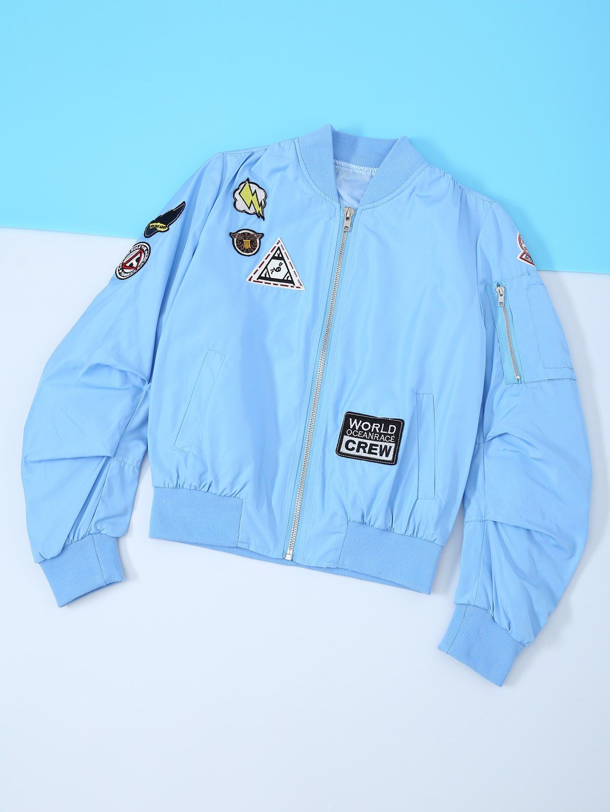 Buy Patched Zipper Bomber Jacket  