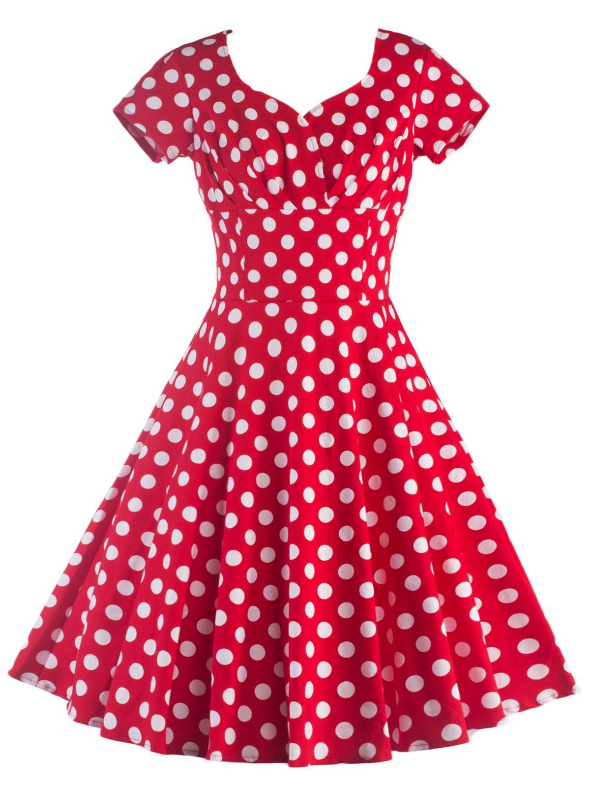 [45% OFF] Swing Sweetheart Collar Polka Dot Dress | Rosegal