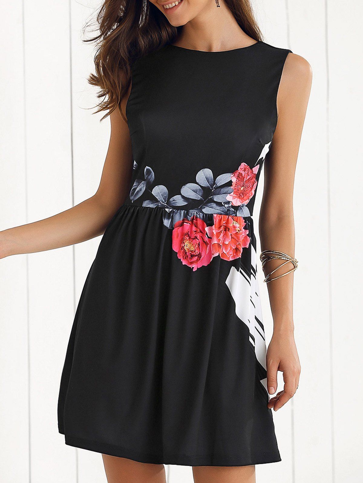 sleeveless floral gown