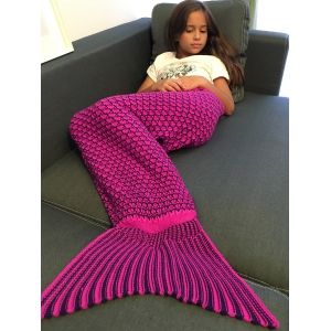 

Warmth Ellipse Pattern Crochet Knitting Mermaid Tail Blanket For Kids, Rose red