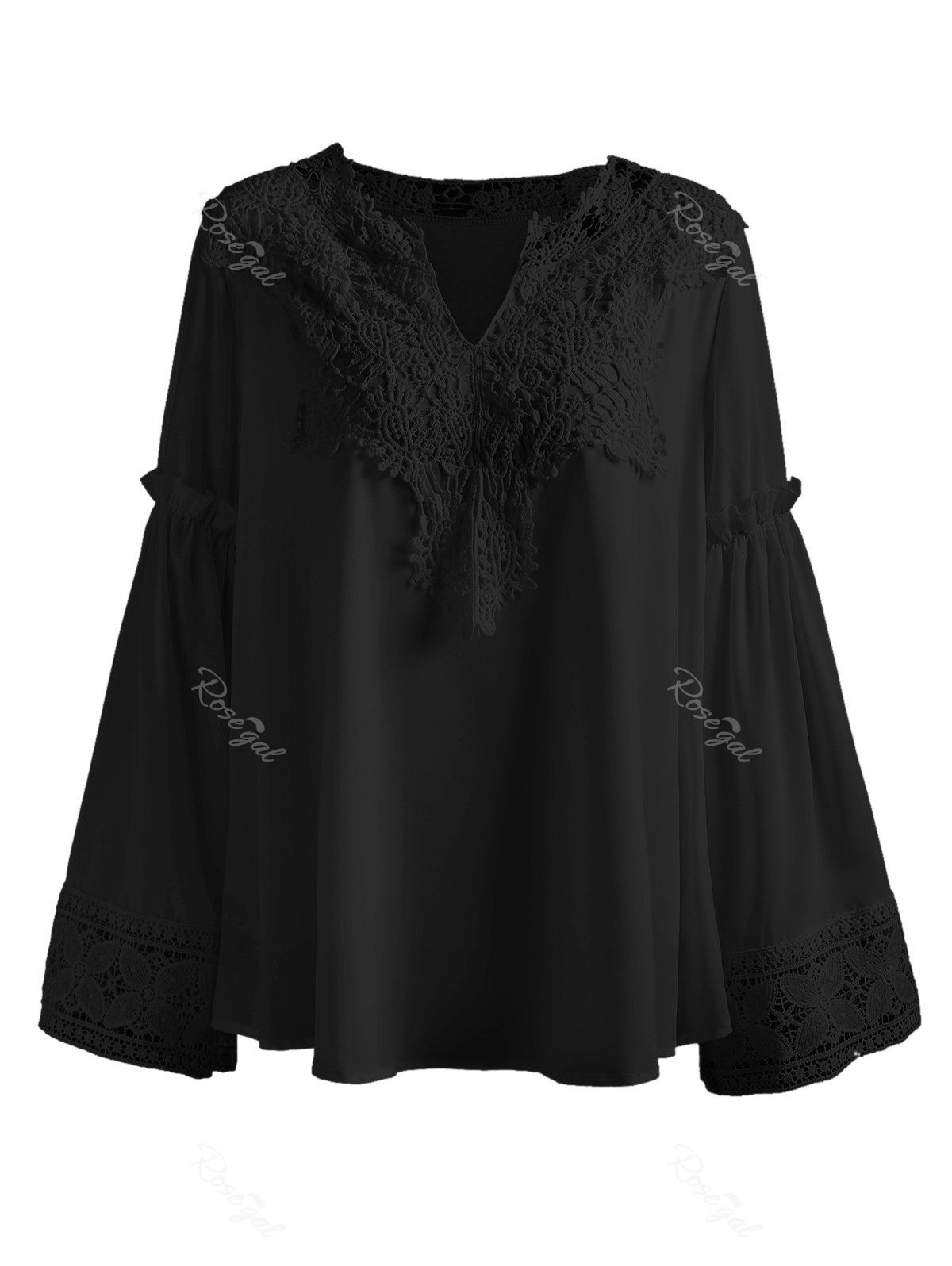 [55% OFF] Plus Size Lace Panel Crochet Blouse | Rosegal