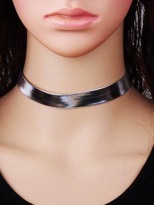 

Punk PU Leather Choker Necklace, Silver