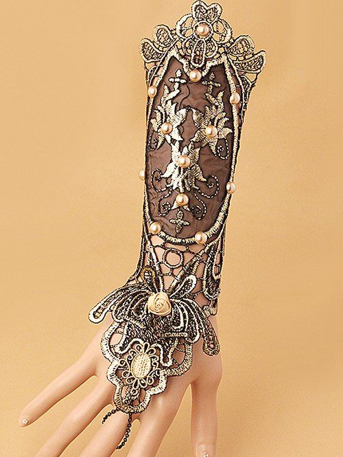 

Faux Pearl Rose Lace Glove Bracelet, Colormix