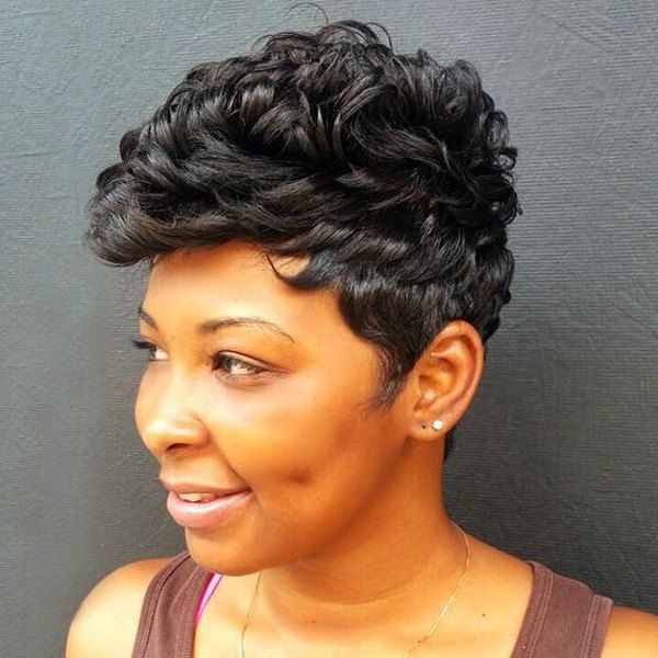 Jet Black Short Fluffy Curly Pixie Cut Real Natural Hair Capless Wig ...