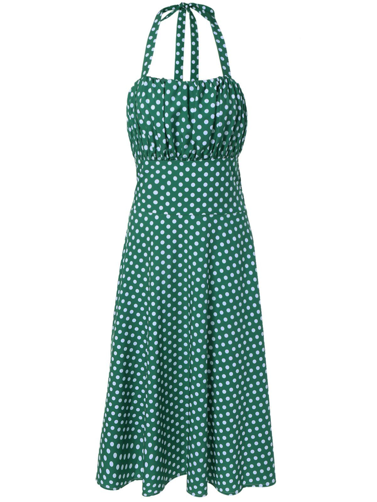 [29% OFF] Vintage Halter Polka Dot Empire Waist Dress | Rosegal