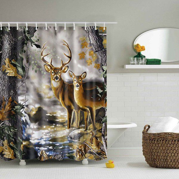 

Waterproof 3D Nature Deer Design Printing Shower Curtain, Colormix