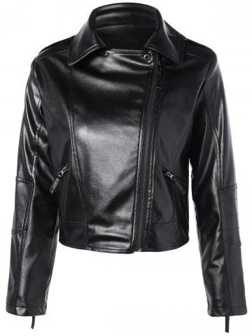 Black 2xl Zip Up Short Pu Motorcycle Jacket | RoseGal.com