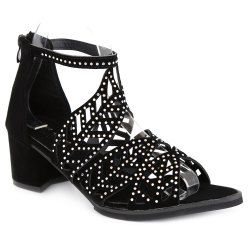 Block Heel Rhinestone Sandals