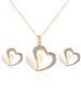 Rhinestone Faux Opal Heart Jewelry Set -  