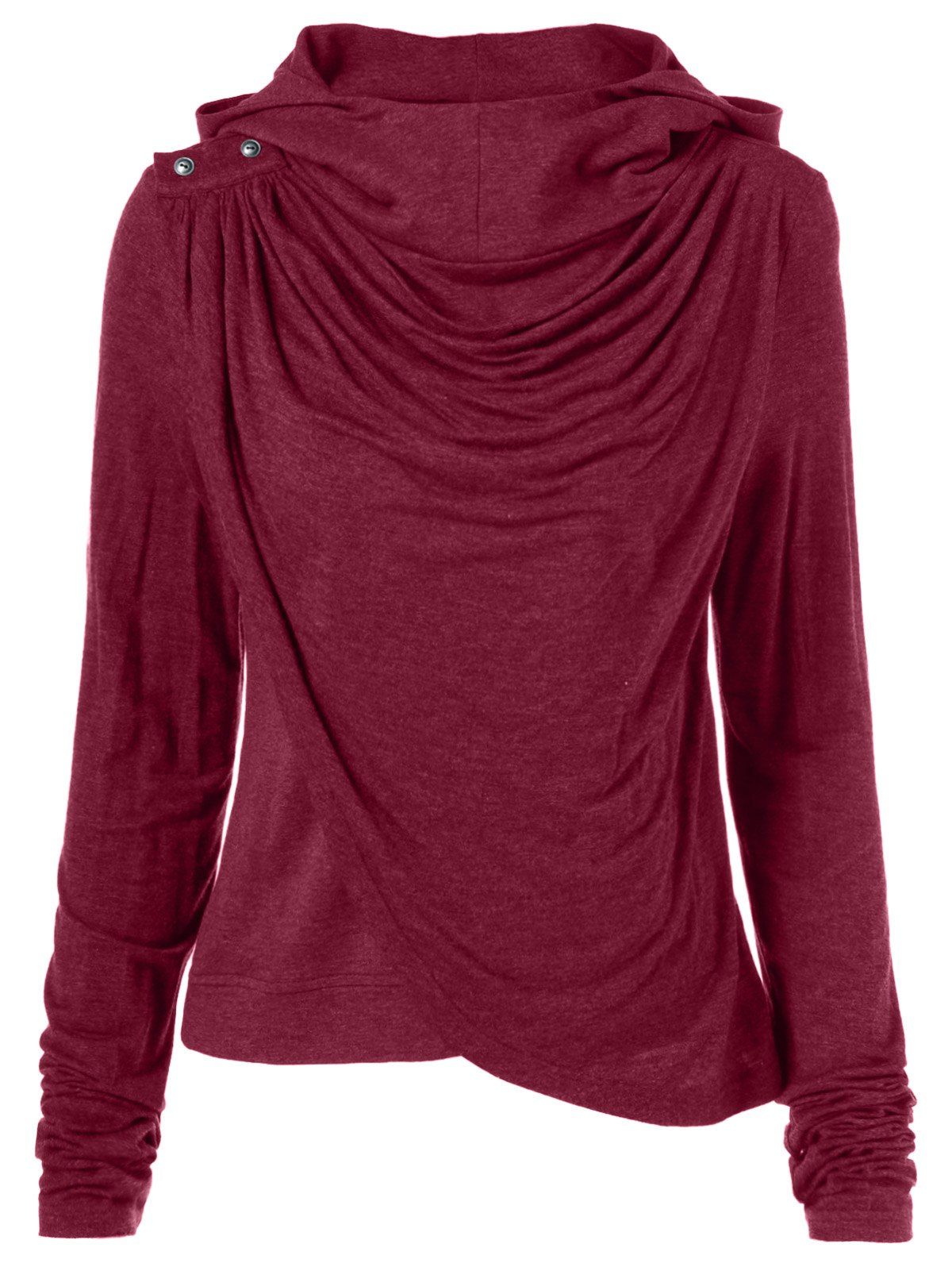 ruched sleeve hoodie pink
