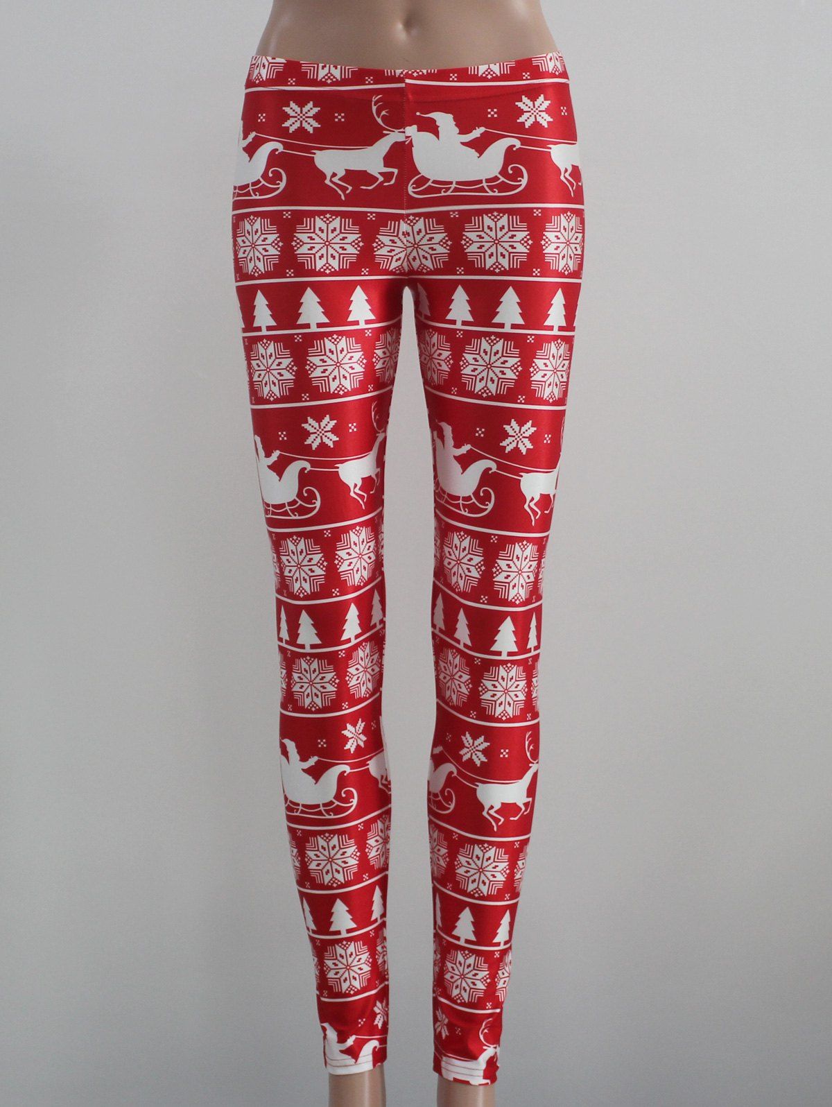 

Mid Rise Skinny Festival Leggings, Red with white