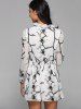 Ruff Collar Long Sleeve Chinese Painting Print Shirt Dress -  