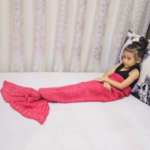 

Magic Sofa Decor Knitted Mermaid Blanket For Kids, Red
