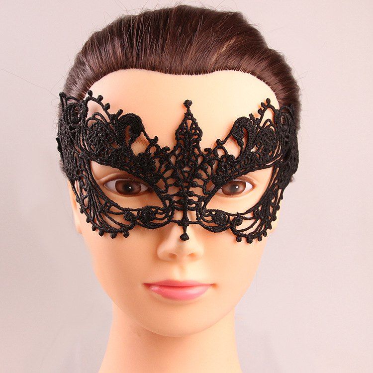 

Mystical Upper Half Face Black Lace Hollow Out Carnival Masquerade Masks