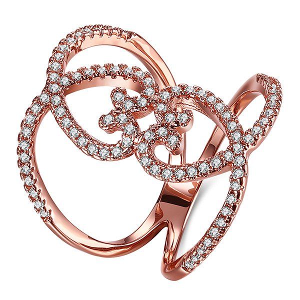 

Rhinestone Filigree Heart Finger Ring, Rose gold