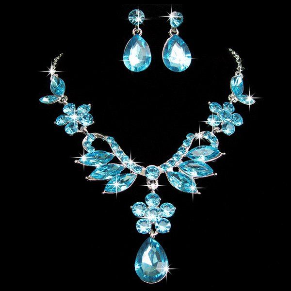

A Suit of Faux Crystal Necklace and Earrings, Blue
