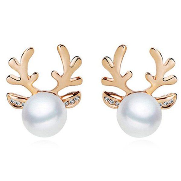 

Pair of Faux Pearl Antlers Earrings, Golden