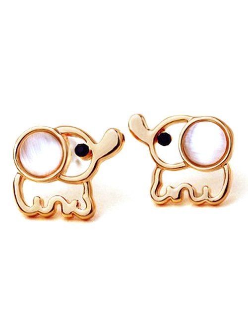 

Fake Opal Small Elephant Stud Earrings, Golden