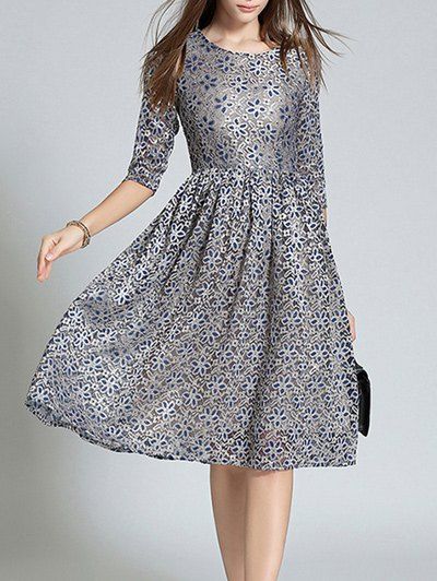 

Fitting Jacquard Lace Dress, Blue