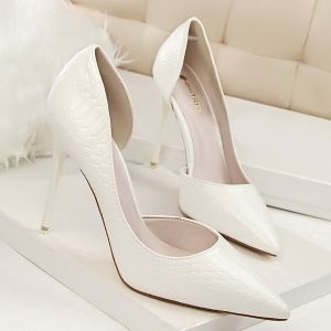 Patent Leather Embossing Stiletto Heel Pumps