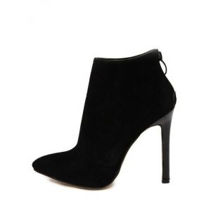 Black 39 Pointed Toe Stiletto Heel Ankle Boots | RoseGal.com